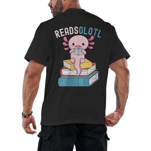 Reads Alotl Shirt Kids Readsolotl Read Axolotl Shirt Books Men's Back Print T-Shirt - Bookorys DE