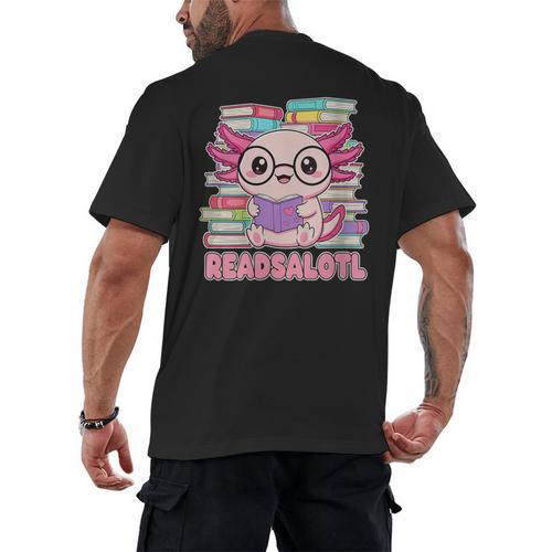 Readsalotl Axolotl Reading Book Bookworm Men's Back Print T-Shirt - Bookorys