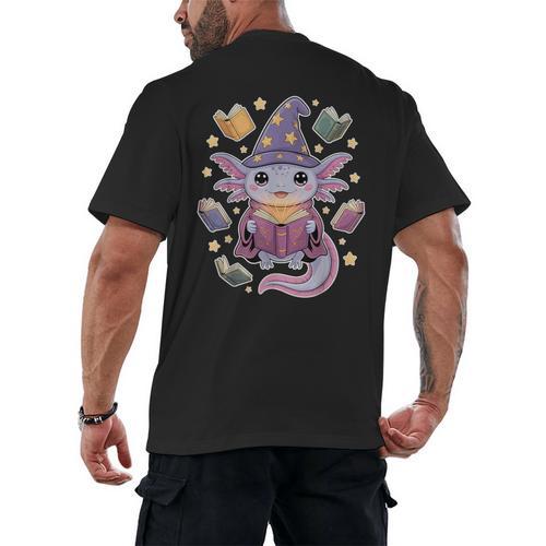ReadsALOTL Cute Axolotl Book Lover Men's Back Print T-Shirt - Bookorys CA