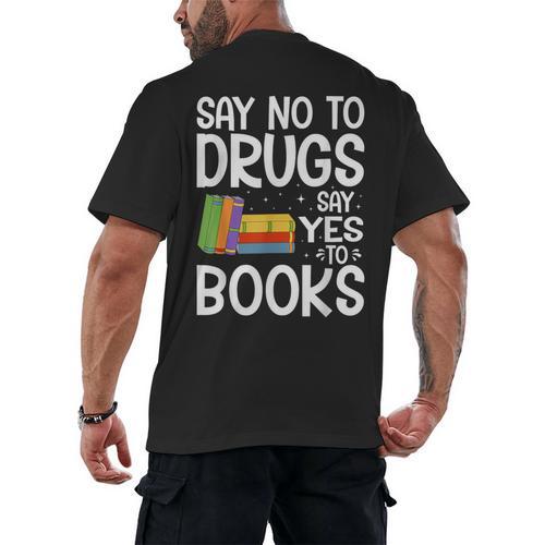 Red Ribbon Week Say No To Drugs Say Yes To Books Drug Free Men's Back Print T-Shirt - Bookorys UK