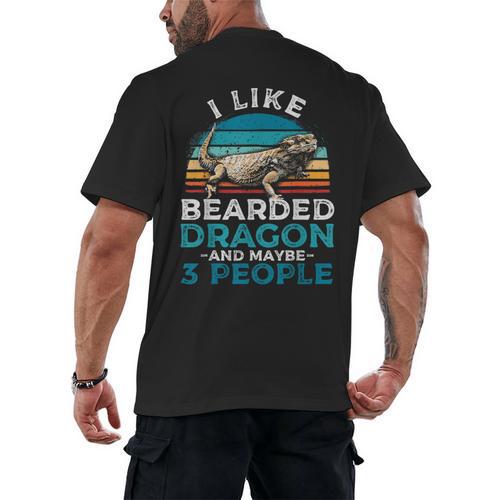 Retro Bearded Dragon Introvert For Lizard Lovers Men's Back Print T-Shirt - Raresse