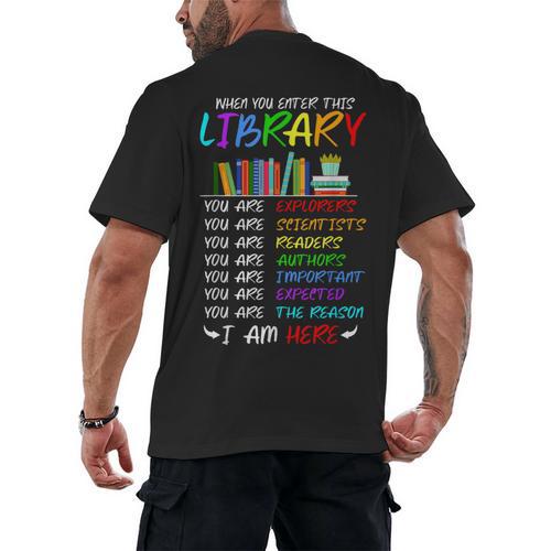 Retro Librarian Book Reader Library Book Reading Men's Back Print T-Shirt - Bookorys