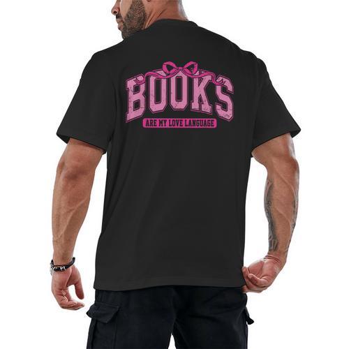 Retro Pink Coquette Bow Valentine Book Lover Varsity Men's Back Print T-Shirt - Bookorys
