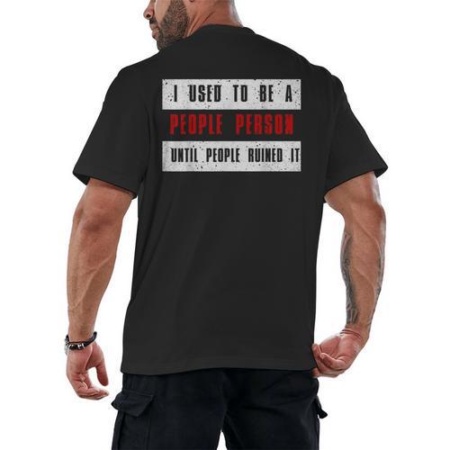 Retro Sarcastic Introvert I Used To Be A People Person Men's Back Print T-Shirt - Raresse
