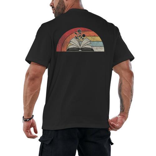 Retro Vintage Wildflowers Book Shirt Book Lover Men's Back Print T-Shirt - Bookorys UK