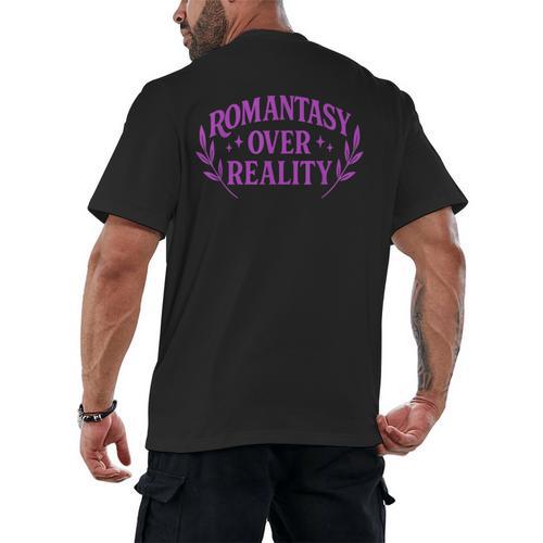Romantasy Book Reader Aesthetic With Fantasy Feels Men's Back Print T-Shirt - Bookorys