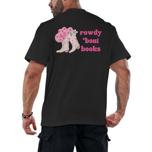 Rowdy 'Bout Books Cowboy Lovers Men's Back Print T-Shirt - Bookorys
