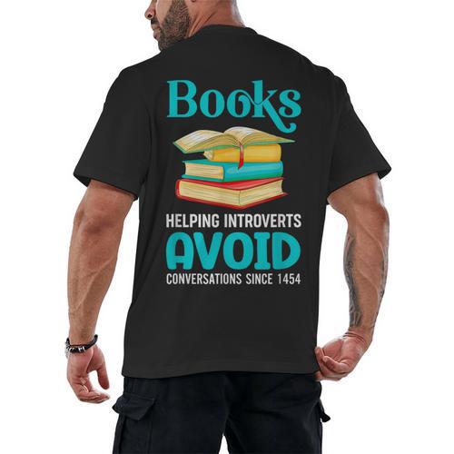 Sarcastic Books Anti Social Introvert Book Conversation Men's Back Print T-Shirt - Raresse