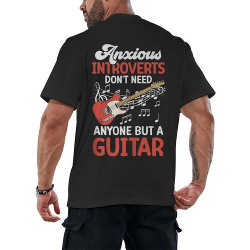 Sarcastic Introvert Need Guitar Sad Song Introvert Guitarist Men's Back Print T-Shirt - Raresse