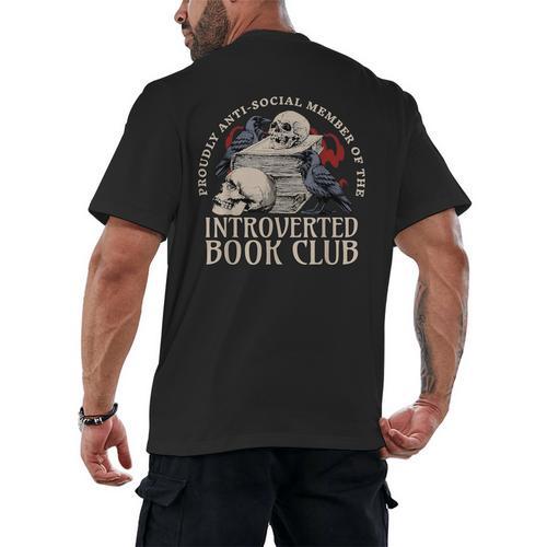 Sarcastic Proud Anti Social Member Of Introverted Book Club Men's Back Print T-Shirt - Bookorys DE