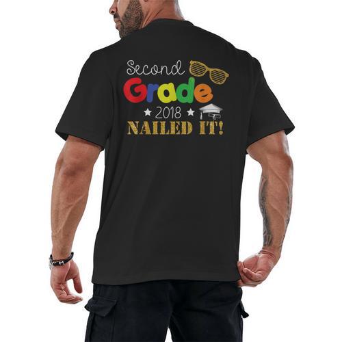 Second 2nd Grade 2018 Nailed It Graduation Shirt Men's Back Print T-Shirt - Best Gift Smart