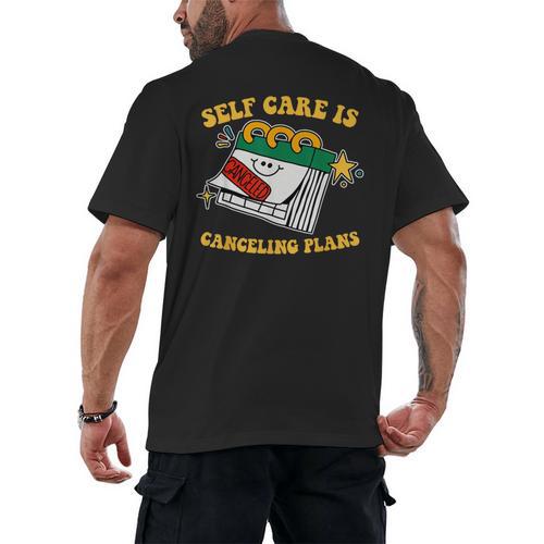Self Care Is Canceling Plans Introvert Men's Back Print T-Shirt - Raresse