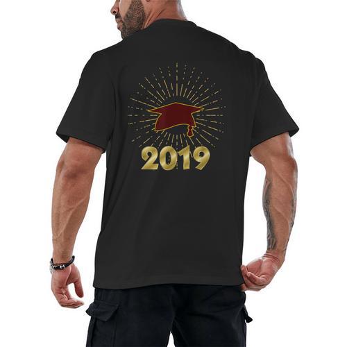 Senior 2019 Graduation Shirt Burgundy Gold Class Colors G23 Men's Back Print T-Shirt - Best Gift Smart
