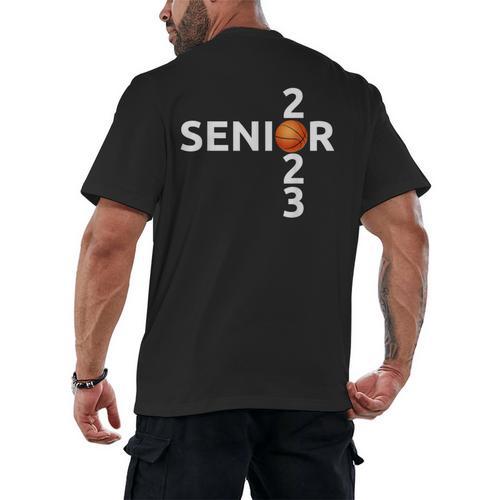 Senior 2023 Basketball Graduation Party Men's Back Print T-Shirt - Best Gift Smart