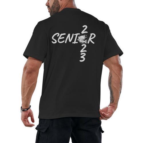 Senior 2023 Fishing Graduation Men's Back Print T-Shirt - Best Gift Smart