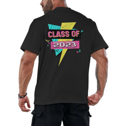 Senior 2023 Graduation Class Of 2023 Retro 90's Graduation Men's Back Print T-Shirt - Best Gift Smart