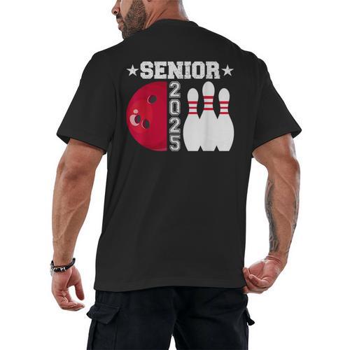 Senior 2025 Bowling Player Class Of 2025 Graduation Seniors Men's Back Print T-Shirt - Best Gift Smart