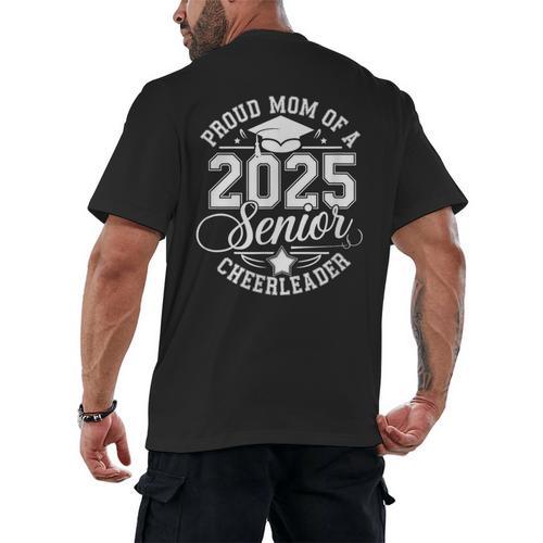 Senior 2025 Cheer Team Mom High School Graduation Outfit Men's Back Print T-Shirt - Best Gift Smart