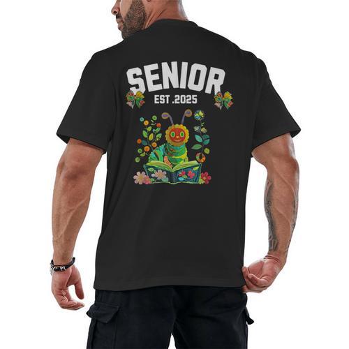 Senior 2025 Graduation Caterpillar For Kids Cute Coquette Men's Back Print T-Shirt - Best Gift Smart