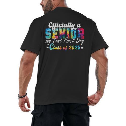 Senior 2025 Graduation My Last First Day Of Class Of 2025 Men's Back Print T-Shirt - Best Gift Smart