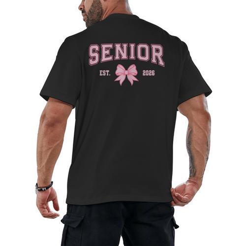 Senior 2026 Class Of 2026 Coquette Pink Bow Graduation 2026 Men's Back Print T-Shirt - Best Gift Smart