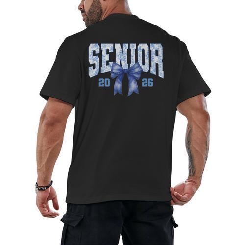 Senior 2026 Class Of 2026 Toile Coquette Bow Graduation 2026 Men's Back Print T-Shirt - Best Gift Smart