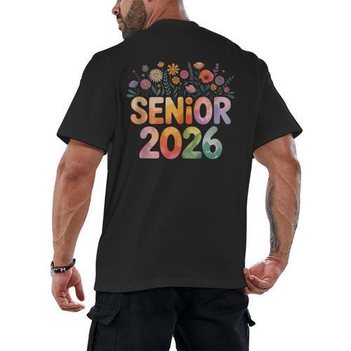 Senior 2026 Groovy Retro Grad Class Of 2026 Graduation Kids Men's Back Print T-Shirt - Best Gift Smart
