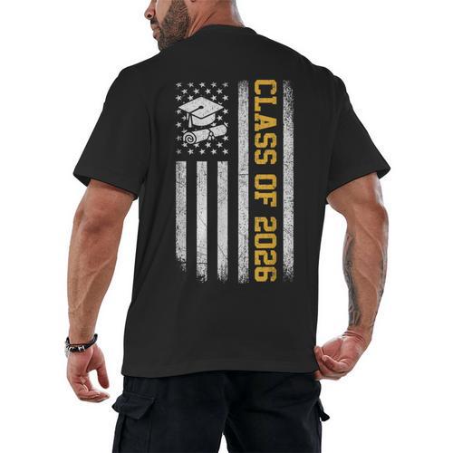 Senior 26 Class Of 2026 American Flag Graduation 2026 Men's Back Print T-Shirt - Best Gift Smart
