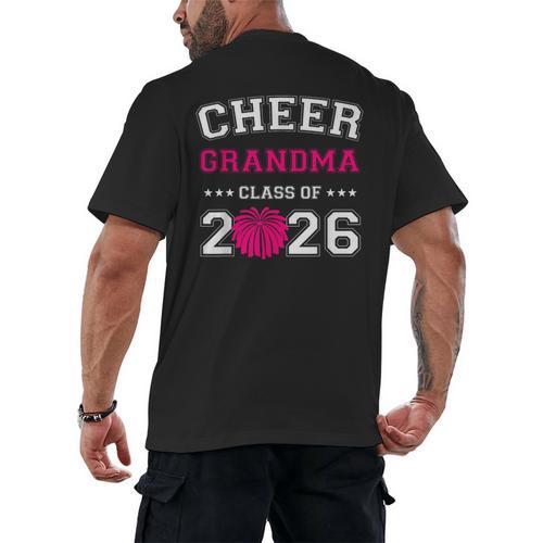 Senior Cheerleader Grandma Cheer Class Of 2026 Graduation Men's Back Print T-Shirt - Best Gift Smart