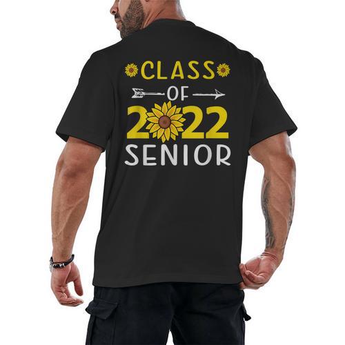 Senior Class Of 2022 Sunflower Graduation Seniors 22 Men's Back Print T-Shirt - Best Gift Smart