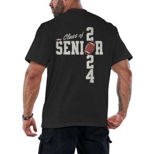 Senior Class Of 2024 Football Graduation Party Favors 2024 Men's Back Print T-Shirt - Best Gift Smart