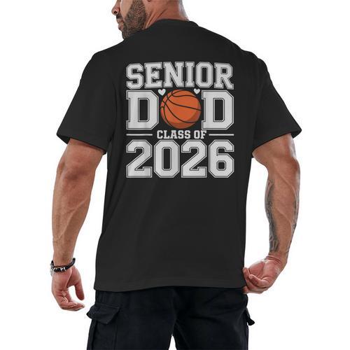 Senior Dad Class Of 2026 Cute Basketball Dad Graduation 2026 Men's Back Print T-Shirt - Best Gift Smart