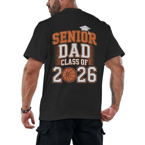 Senior Dad Class Of 2026 Graduate Basketball Graduation 2026 Men's Back Print T-Shirt - Best Gift Smart