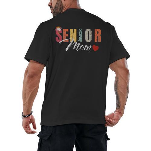Senior Mom 2024 Graduation Heart Class Of 2024 Men's Back Print T-Shirt - Best Gift Smart