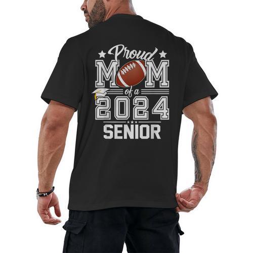 Senior Mom Class Of 2024 Football Proud Mom Graduation Men's Back Print T-Shirt - Best Gift Smart