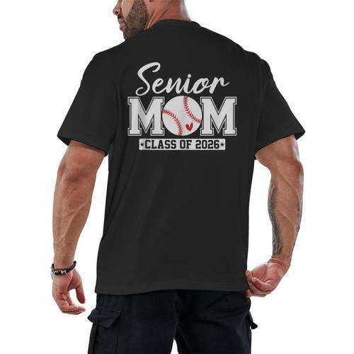 Senior Mom Class Of 2026 Baseball Mom Graduation Men's Back Print T-Shirt - Best Gift Smart