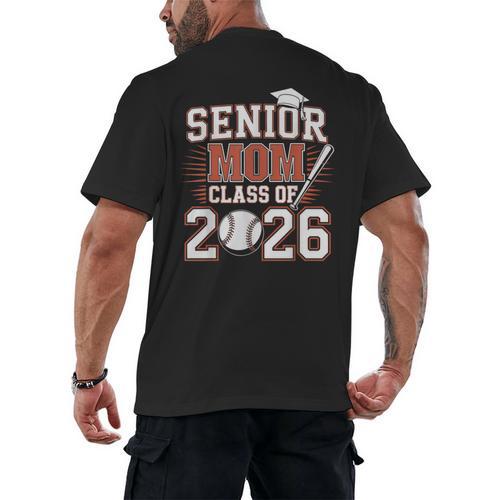 Senior Mom Class Of 2026 Graduate Baseball 2026 Graduation Men's Back Print T-Shirt - Best Gift Smart