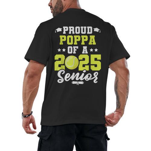 Senior Poppa 2025 Tennis Class Of 2025 Graduation Men's Back Print T-Shirt - Best Gift Smart