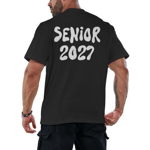 Senior Retro Class Of 2027 Graduation High School College Men's Back Print T-Shirt - Best Gift Smart