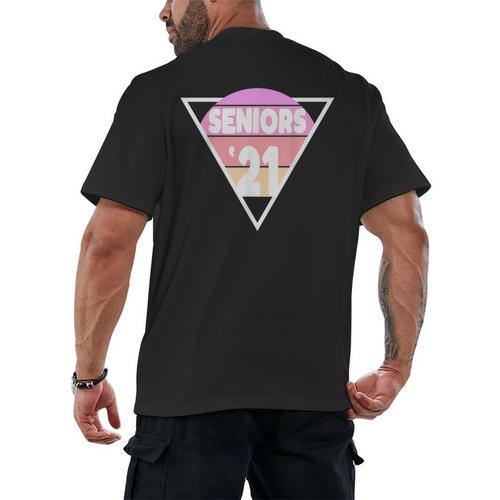 Seniors 2021 For Her Him Retro 21 Graduation Class Men's Back Print T-Shirt - Best Gift Smart