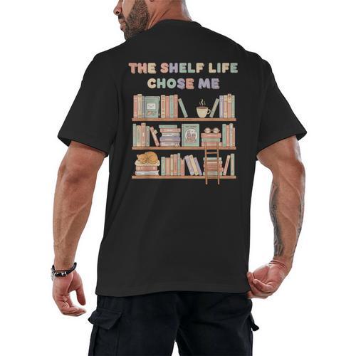 The Shelf Life Chose Me Bookstore Reading Lover Graphic Men's Back Print T-Shirt - Bookorys DE