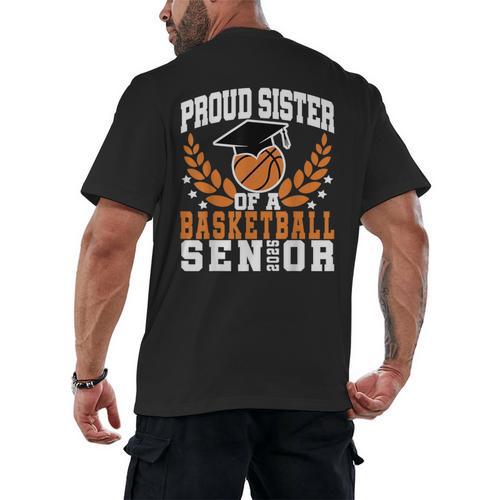 Sister Class Of 2025 Senior Basketball Graduation Family Men's Back Print T-Shirt - Best Gift Smart