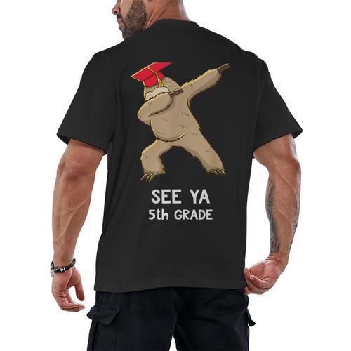 Sloth Dabbing 5th Grade Graduation Shirt Fifth Grade Grad Men's Back Print T-Shirt - Best Gift Smart