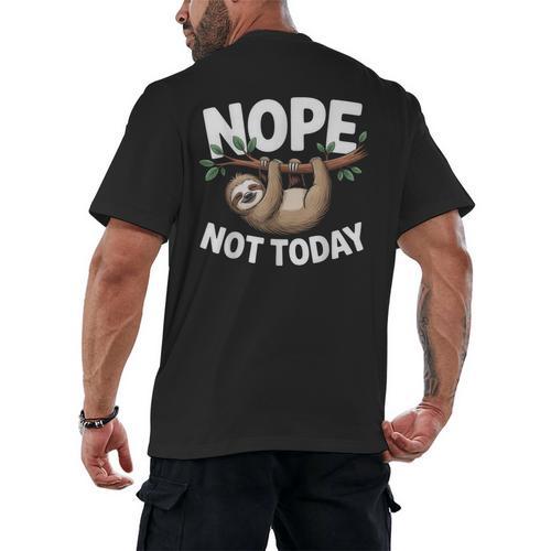 Sloth Shirts Cute Introvert Nope Not Today Sloth Men's Back Print T-Shirt - Raresse