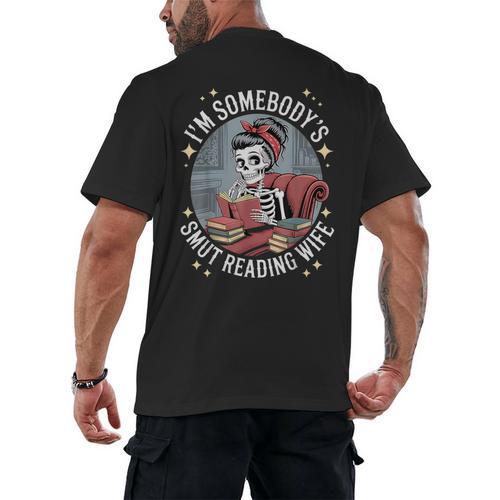 Smut Book Reader Romance Novel Somebody's Smut Reading Wife Men's Back Print T-Shirt - Bookorys DE