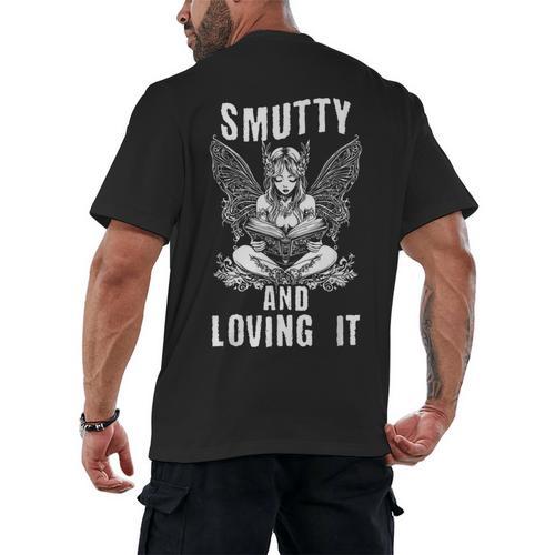 Smutty And Loving It Dark Fantasy Spicy Book Lover Men's Back Print T-Shirt - Bookorys