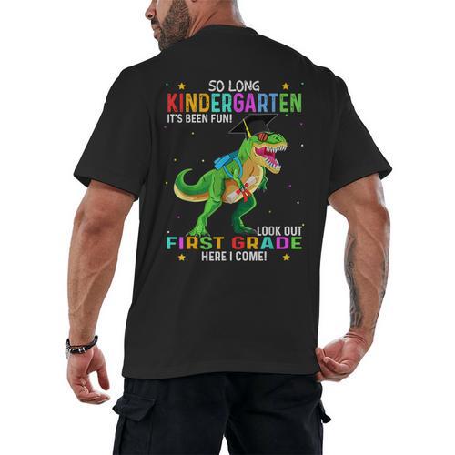 So Long Kindergarten Graduation Class 2025 Dinosaur Kids Men's Back Print T-Shirt - Best Gift Smart