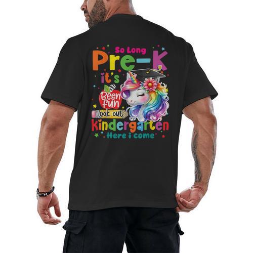 So Long Prek Pre-K Graduation Graduate Unicorn Kids Girls Men's Back Print T-Shirt - Best Gift Smart