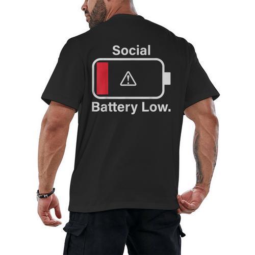Social Battery Low Anti-Social Introvert Men's Back Print T-Shirt - Raresse