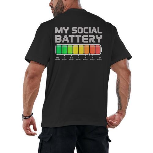 Social Battery Low Energy Antisocial Introvert Men's Back Print T-Shirt - Raresse